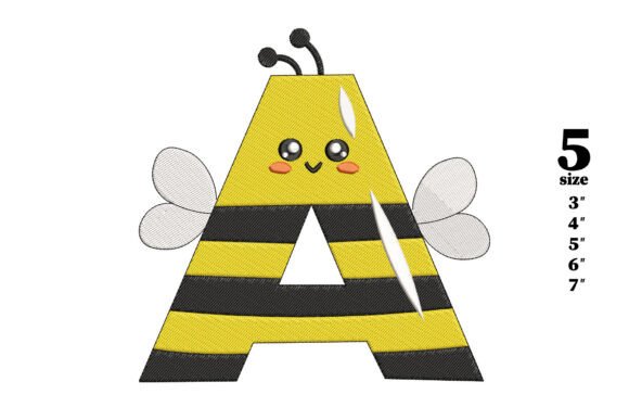 Bee in the Shape of the Letter a: A Charming Embroidery Design