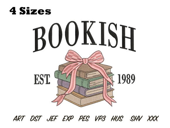 Bookish Bow Stack Embroidery: A Charming Design