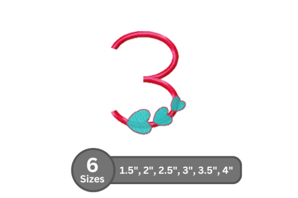 Candy Heart Number -3: A Playful Embroidery Font