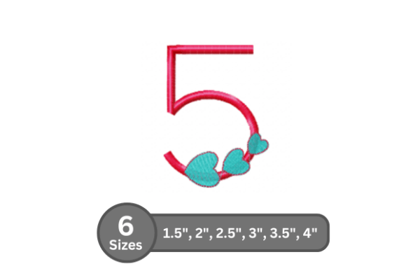 Candy Heart Number -5: A Festive Embroidery Font