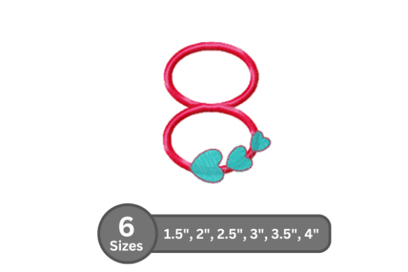Candy Heart Number -8: A Sweet Embroidery Touch