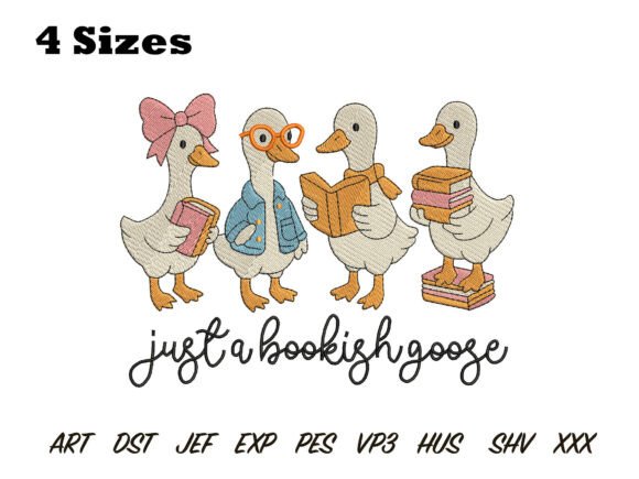 Charming Bookish Goose Embroidery Design