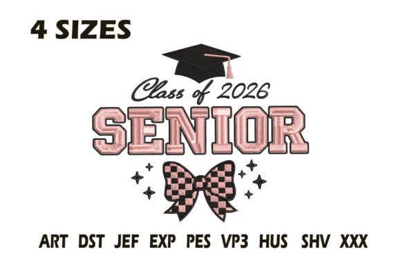 Charming Senior Class of 2026 Checkered Bow