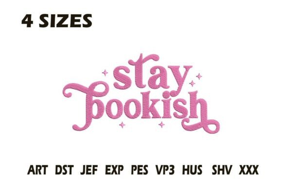 Charming Stay Bookish Embroidery Design