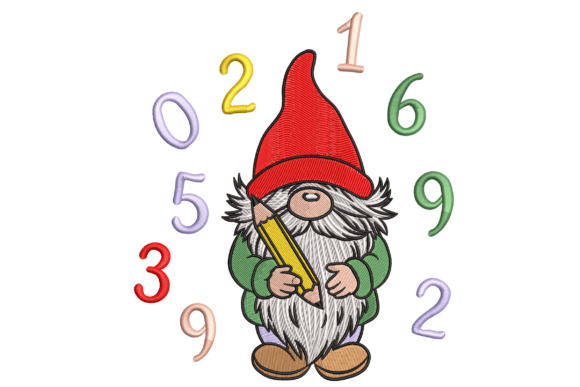 Cute Gnome with Pencil: A Charming Embroidery Design