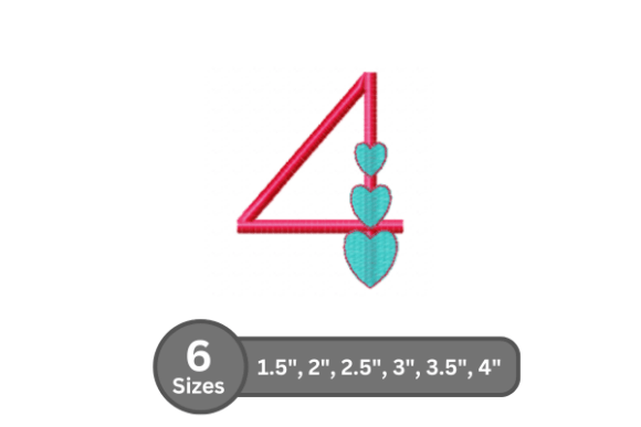 Review of Candy Heart Number -4 Embroidery Font