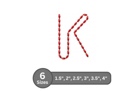 Soft Cord Alphabet -K: A Versatile Embroidery Font